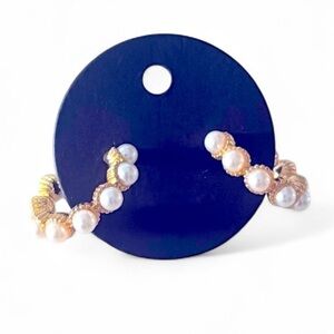 Ella Rose 14K Gold Filled Pearly Hoops Like New!